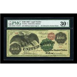 Fr. 167a $100 1863 Legal Tender PMG Very Fine