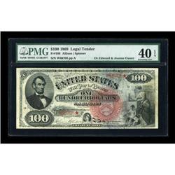 Fr. 168 $100 1869 Legal Tender PMG Extremely