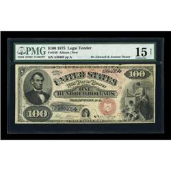 Fr. 169 $100 1875 Legal Tender PMG Choice Fine