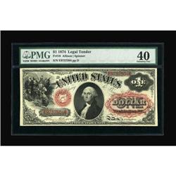 Fr. 19 $1 1874 Legal Tender PMG Extremely Fine