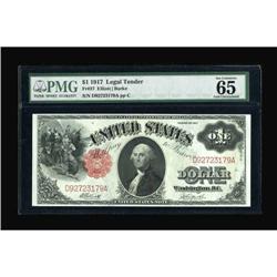 Fr. 37 $1 1917 Legal Tender PMG Gem Uncirculated