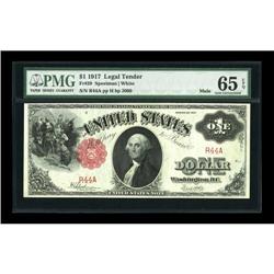 Fr. 39 $1 1917 Legal Tender PMG Gem Uncirculated