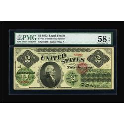 Fr. 41 $2 1862 Legal Tender PMG Choice About Unc