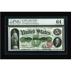 Fr. 63 $5 1863 Legal Tender PMG Choice