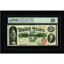 Fr. 63b $5 1863 Legal Tender PMG Very Fine 30.