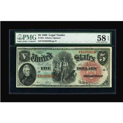 Fr. 64 $5 1869 Legal Tender PMG Choice About Unc
