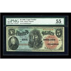Fr. 64 $5 1869 Legal Tender PMG About