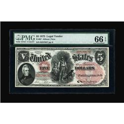 Fr. 67 $5 1875 Legal Tender PMG Gem Uncirculated