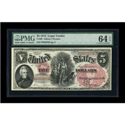Fr. 68 $5 1875 Legal Tender PMG Choice