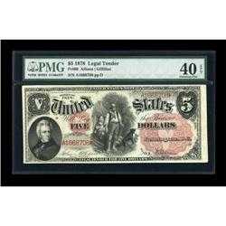 Fr. 69 $5 1878 Legal Tender PMG Extremely Fine