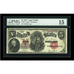 Fr. 86 $5 1907 Legal Tender PMG Choice Fine 15.