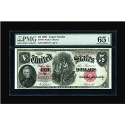 Fr. 87 $5 1907 Legal Tender PMG Gem Uncirculated
