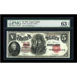 Fr. 91 $5 1907 Legal Tender PMG Choice