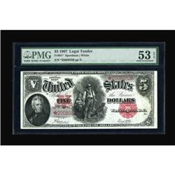 Fr. 91 $5 1907 Legal Tender Star Note PMG About
