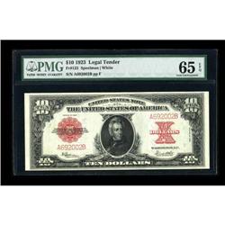 Fr. 123 $10 1923 Legal Tender PMG Gem