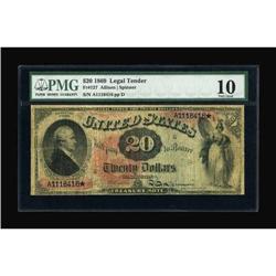 Fr. 127 $20 1869 Legal Tender PMG Very Good 10.