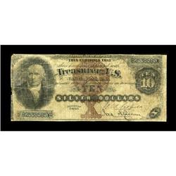 Fr. 287 $10 1880 Silver Certificate Very Good.