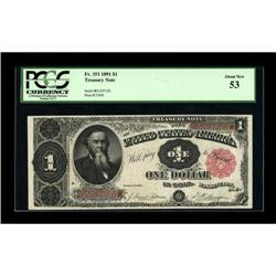 Fr. 351 $1 1891 Treasury Note PCGS About New 53.