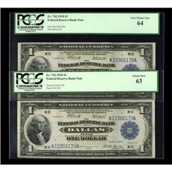 Fr. 742 $1 1918 Federal Reserve Bank Notes Two