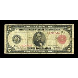 Fr. 843b $5 1914 Red Seal Federal Reserve Note