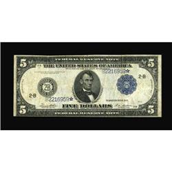 Fr. 851c $5 1914 Federal Reserve Star Note