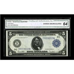 Fr. 855a $5 1914 Federal Reserve Note CGA Choice