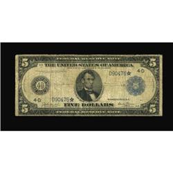 Fr. 857 $5 1914 Federal Reserve Star Note Very