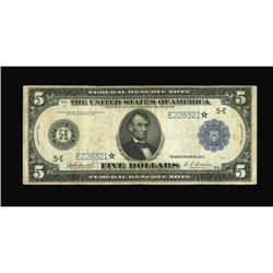 Fr. 862 $5 1914 Federal Reserve Star Note Fine.