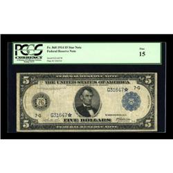 Fr. 868 $5 1914 Federal Reserve Star Note PCGS