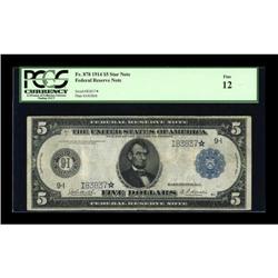 Fr. 878 $5 1914 Federal Reserve Star Note PCGS
