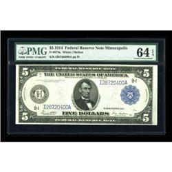 Fr. 879a $5 1914 Federal Reserve Note PMG Choice