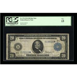 Fr. 974 $20 1914 Federal Reserve Note PCGS Fine