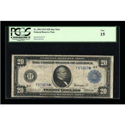 Fr. 984 $20 1914 Federal Reserve Note PCGS Fine