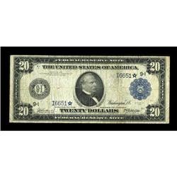 Fr. 996 $20 1914 Federal Reserve Star Note Fine.