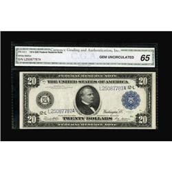 Fr. 1011a $20 1914 Federal Reserve Note CGA Gem