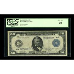 Fr. 1038 $50 1914 Federal Reserve Note PCGS Very