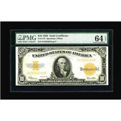 Fr. 1173 $10 1922 Gold Certificate PMG Choice