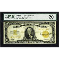 Fr. 1173 $10 1922 Gold Certificate PMG Very Fine