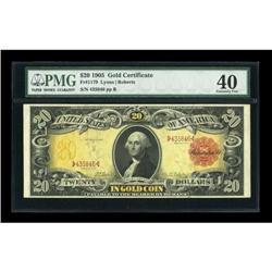 Fr. 1179 $20 1905 Gold Certificate PMG Extremely