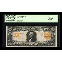 Fr. 1185 $20 1906 Gold Certificate PCGS Gem New