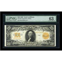 Fr. 1187 $20 1922 Gold Certificate PMG Choice