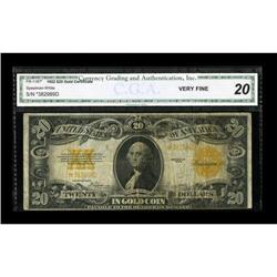 Fr. 1187 $20 1922 Gold Certificate Star Note CGA