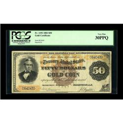 Fr. 1192 $50 1882 Gold Certificate PCGS Very