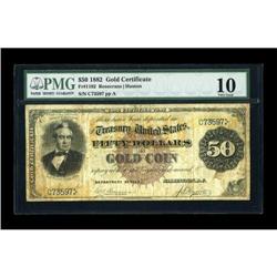 Fr. 1192 $50 1882 Gold Certificate PMG Very Good