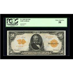 Fr. 1199 $50 1913 Gold Certificate PMG Choice