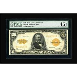 Fr. 1200 $50 1922 Gold Certificate PMG Extremely