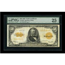 Fr. 1200 $50 1922 Gold Certificate PMG Very Fine