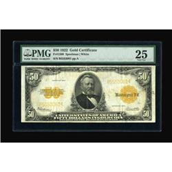 Fr. 1200 $50 1922 Gold Certificate PMG Very Fine
