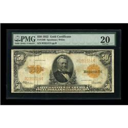 Fr. 1200 $50 1922 Gold Certificate PMG Very Fine