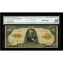Fr. 1200 $50 1922 Gold Certificate CGA Very Fine
